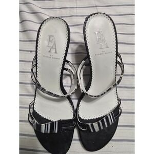Etienne Aigner Open-Toe Heeled Black And White Sandals‎ Size 8
